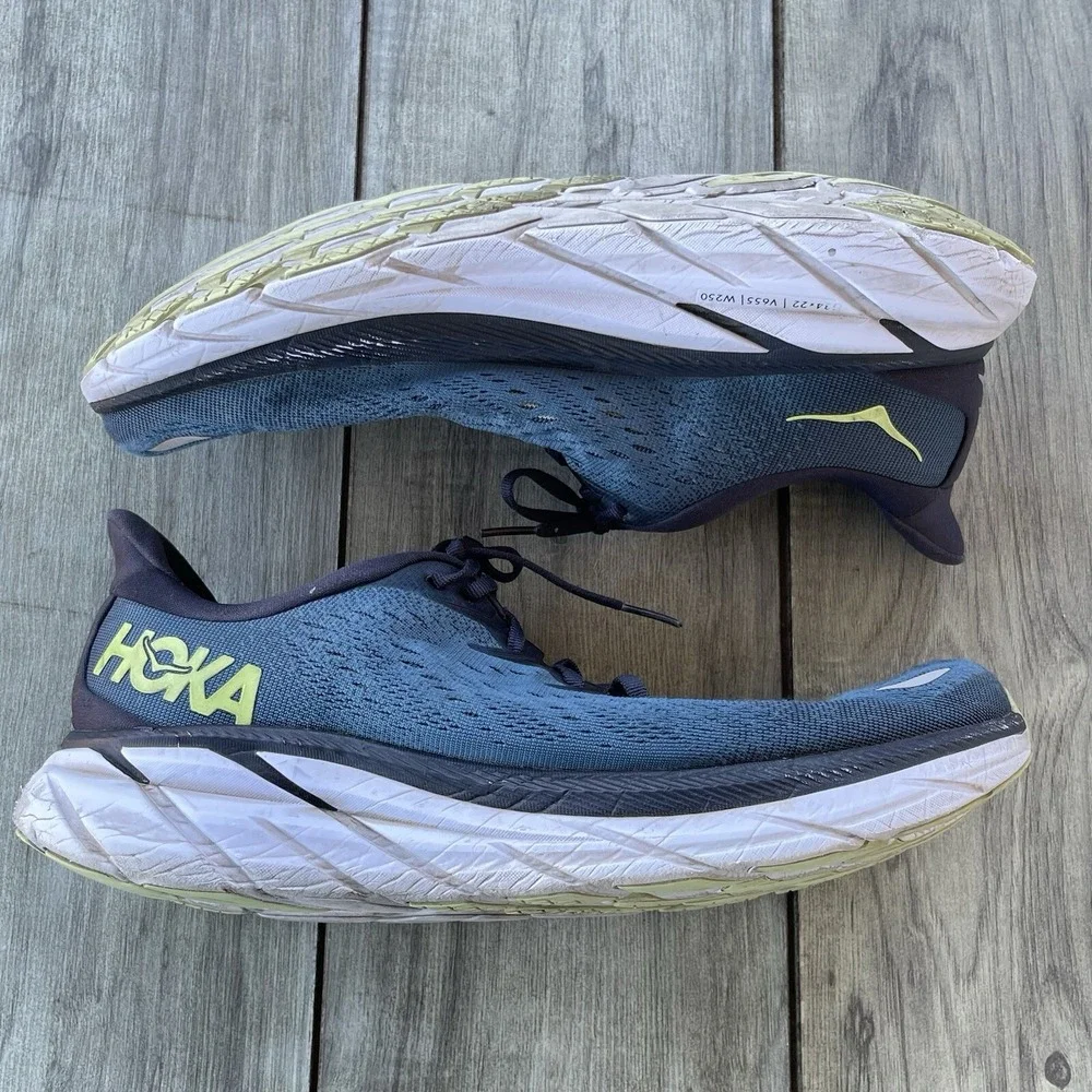 Hoka Clifton 8 Running Shoes Men 11 2E Wide Blue  Sneakers Training 1121374‎
